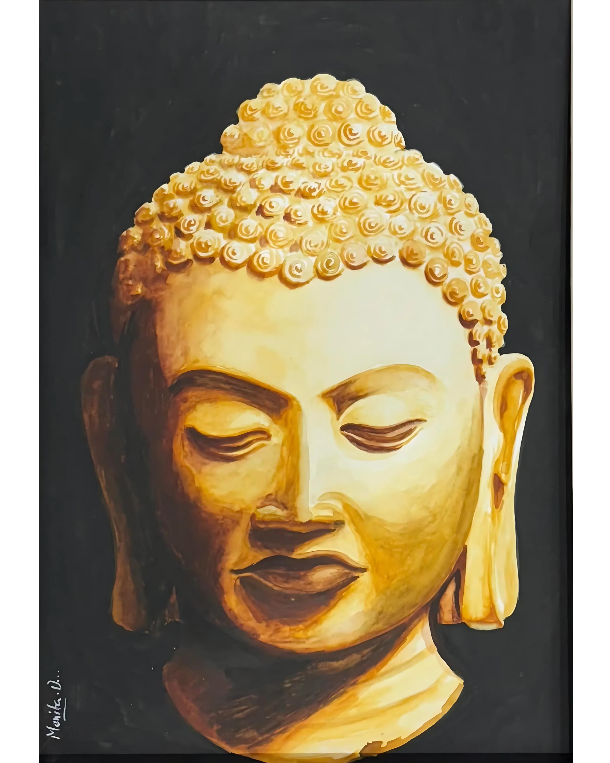 Golden Buddha - Original Watercolor - DecoyCreative