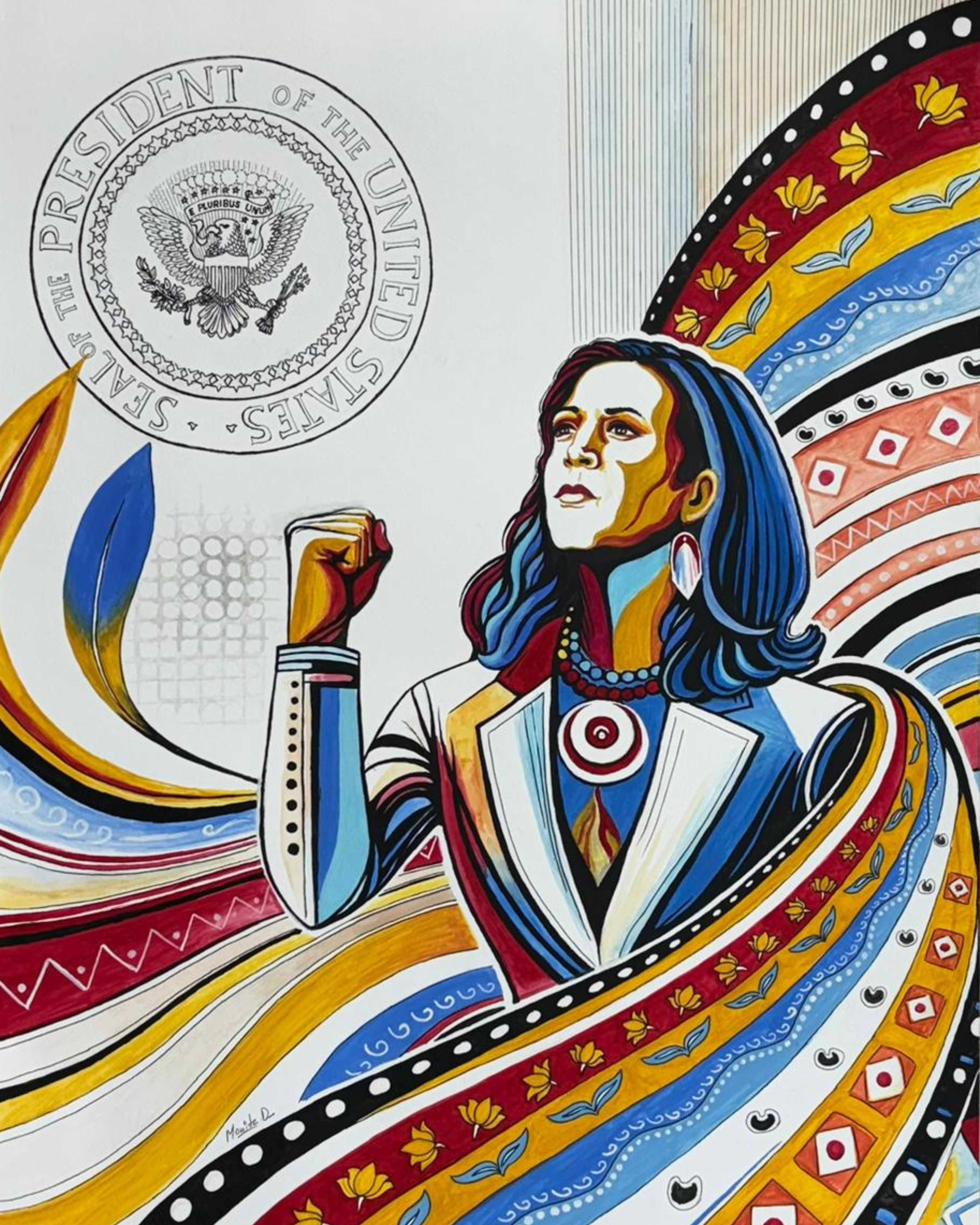 Kamala - A Portrait of Global Heritage and American Leadership | Original Watercolor Painting - DecoyCreative