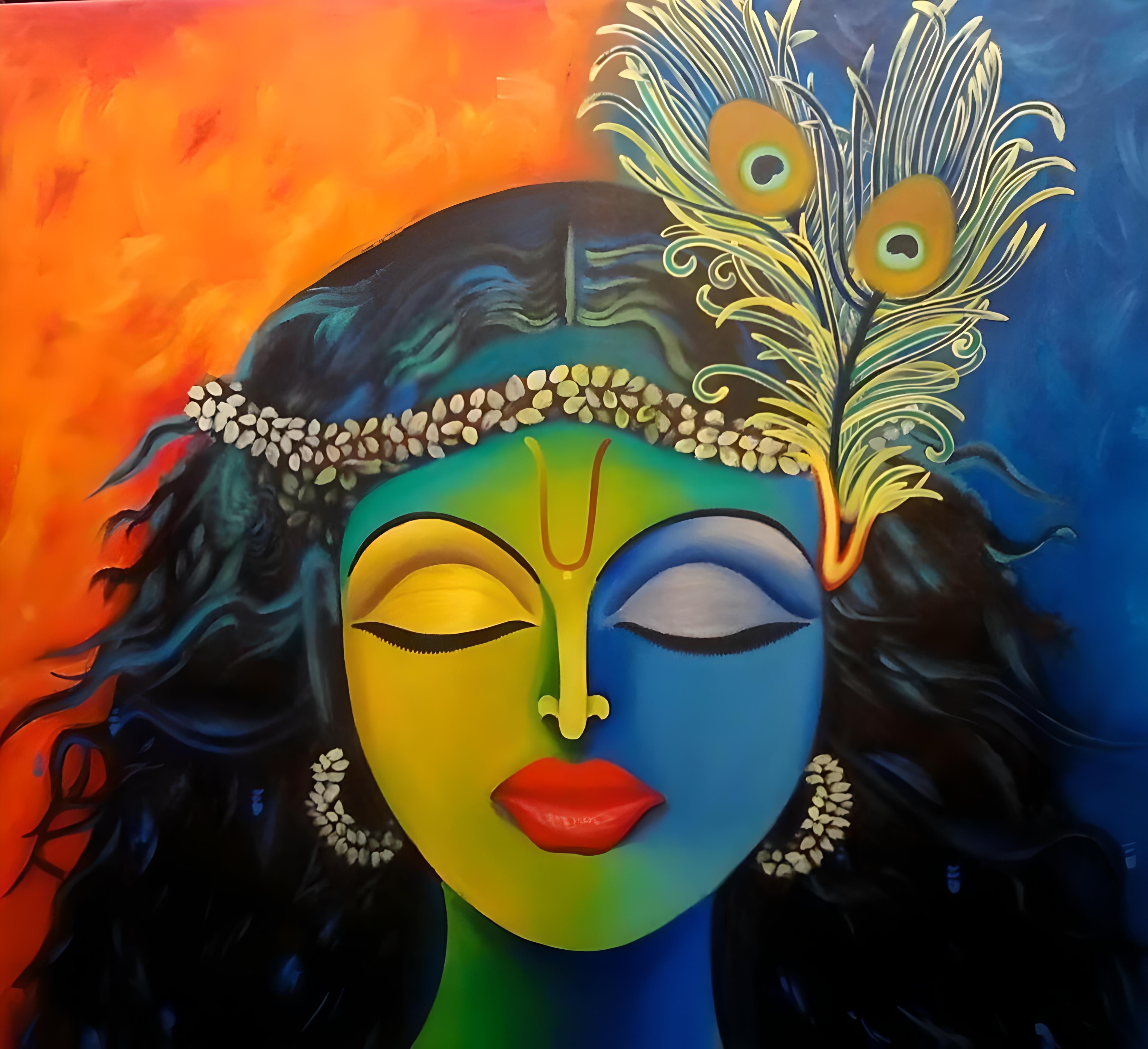 Krsna - The Divine Harmony - Acrylic on Canvas - DecoyCreative