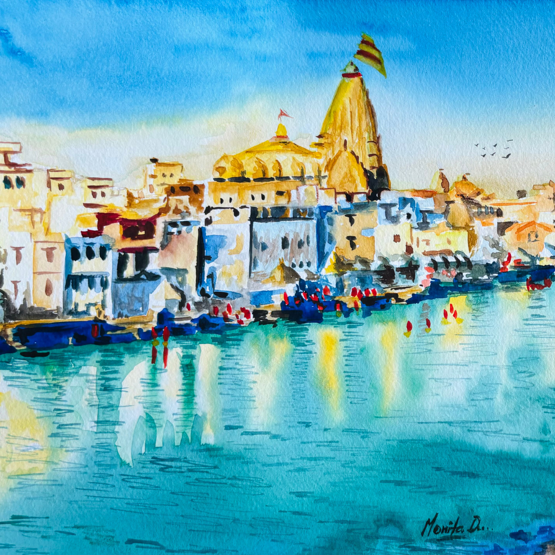 Dwarka - Atlantis of East | Home of Krsna | Original Watercolor - DecoyCreative