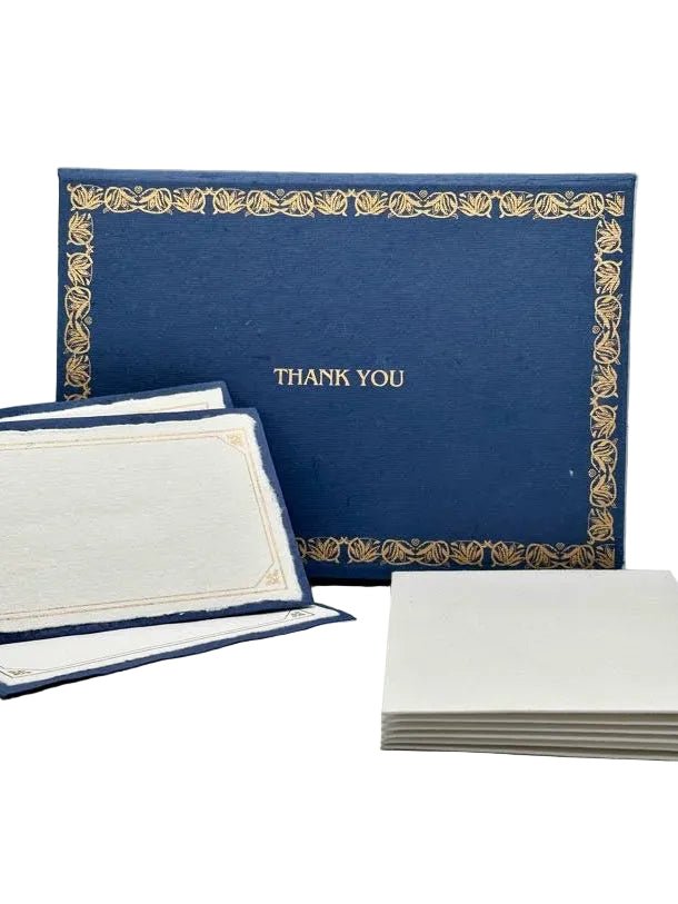 Blue Lotus Thank You Note Cards + Envelopes – Keepsake Box (Set of 20) - DecoyGalleries